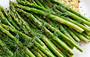 Baked Asparagus with Mustard Dill Sauce